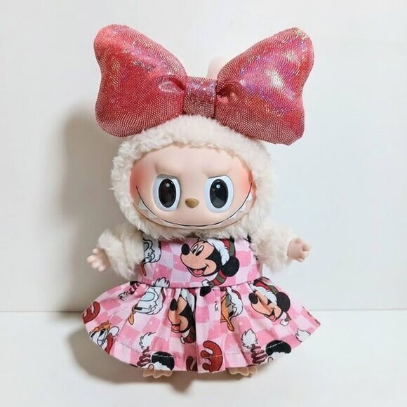 Disney Mickey Holiday Christmas Dress with Oversized Bow Labubu Outfit - Picture 1 of 6